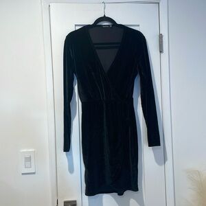 Black Velvet Wrap Dress